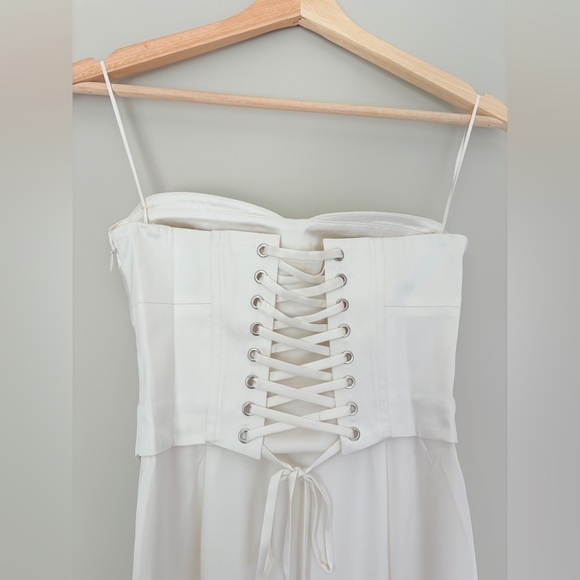 NEW Reformation Ariyah Corset Satin Maxi Dress Ivory Bridal | US 0 UK 4 - Picture 9 of 14
